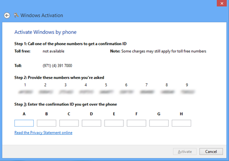 Windows Activation Confirmation Id